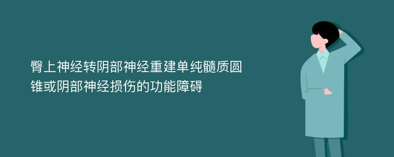 臀上神经转阴部神经重建单纯髓质圆锥或阴部神经损伤的功能障碍